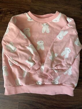 H&M Light Pink Bunny Print Crewneck Sweatshirt